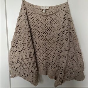 Free People Taupe Crochet A-Line Crop Top Sweater